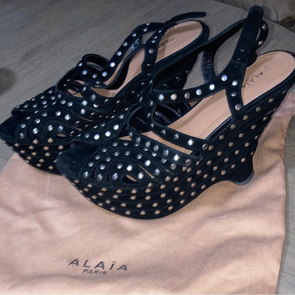 ALAIA Suede studded platforms